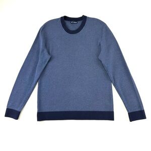 Gap mens cotton crew neck pullover Large blue sweater contrasting ribknit